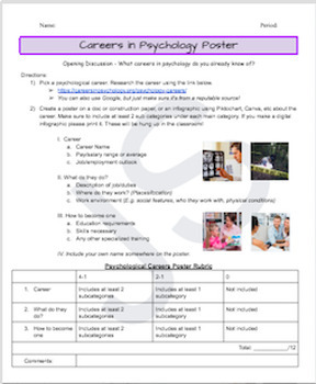 Preview of Careers in Psychology Poster