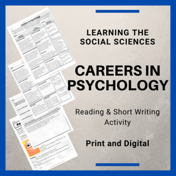 Preview of Careers in Psychology Reading with Questions and a Short Writing Activity