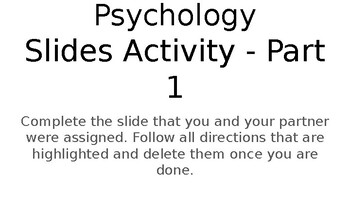 Preview of Careers in Psychology activity Part 1