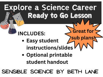 Preview of Emergency Sub Plans Middle & High School Science, Careers in Science Activity