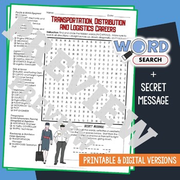 Preview of Careers in TRANSPORTATION, DISTRIBUTION & LOGISTICS Word Search Puzzle Activity