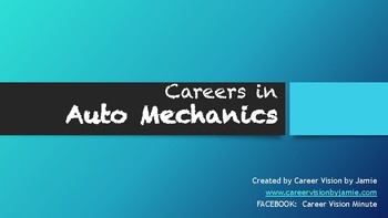 Preview of Careers with Auto Mechanics/ Cars- GREAT CTE RESOURCE