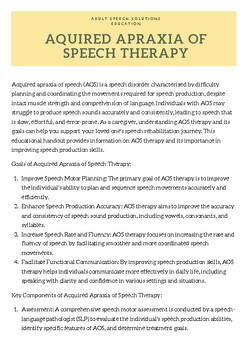 Preview of Caregiver Education: Acquired Apraxia of Speech Therapy