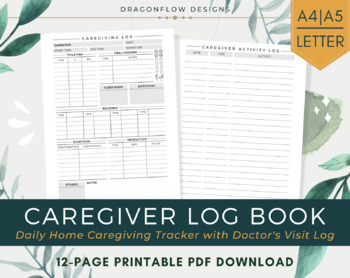 Preview of Caregiver Log Book Template | Health Daily Report Printable, Home Nurse Tracker