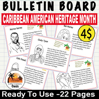 Preview of Caribbean American Heritage Month Bulletin Board (22 Important Facts) 22 Figures