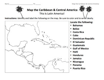 Preview of Caribbean & Central America Map / Locate the Latin American Nations