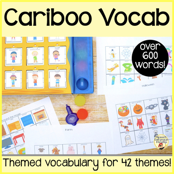 Preview of Cariboo Cards Seasonal and Themed Yearlong Vocabulary Speech Therapy Game