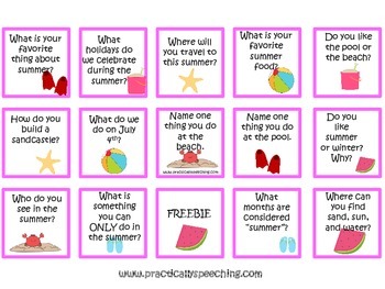 Cariboo Summer Language Cards by Practically Speeching | TPT