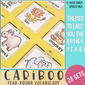 Preview of Cariboo Cards: Year Round Theme and Seasonal Vocabulary Cards