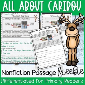 Preview of Caribou Christmas Nonfiction Passage FREEBIE