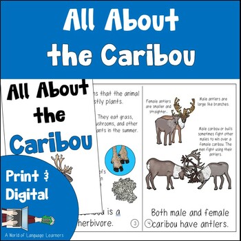 Preview of Caribou Information Book and Decodable | Reindeer Print and Digital