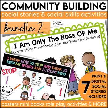 Preview of Social Stories Community Building Bundle 2 Friends Kindness Activities Posters
