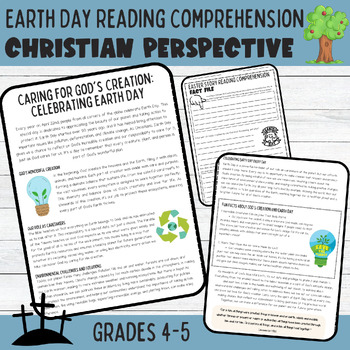 Preview of Earth Day Christian: Caring for God's Creation - Reading Comprehension