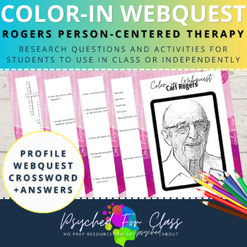 Preview of Carl Rogers Person-Centered Therapy Color-In Webquest Psychology Worksheets