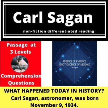 Preview of Carl Sagan Differentiated Reading Passage, November 9