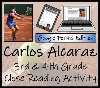 Preview of Carlos Alcaraz Close Reading Activity Digital & Print | 3rd Grade & 4th Grade