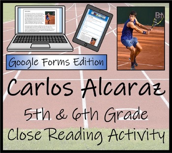 Preview of Carlos Alcaraz Close Reading Activity Digital & Print | 5th Grade & 6th Grade