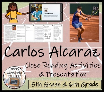 Preview of Carlos Alcaraz Close Reading Comprehension Activity | 5th Grade & 6th Grade