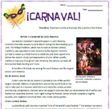 Carnaval: Latin American Carnival Reading Activities and S