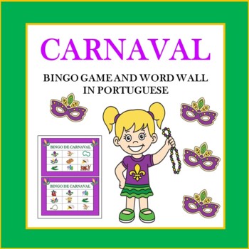 Preview of Carnaval/Mardi Gras Portuguese Bingo Game and Word Wall