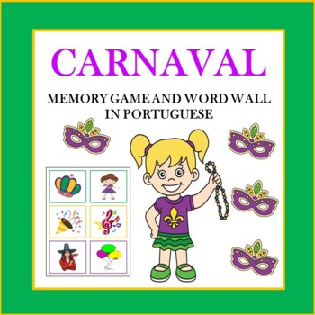 Preview of Carnaval/Mardi Gras Portuguese Memory Game and Word Wall