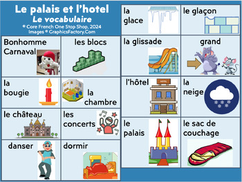 Preview of Carnaval de Québec: Bonhomme's Palace & the Ice Hotel Vocabulary PowerPoint