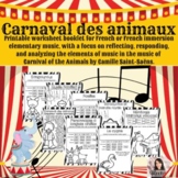 Carnaval des animaux -  French Music Worksheets for Carniv
