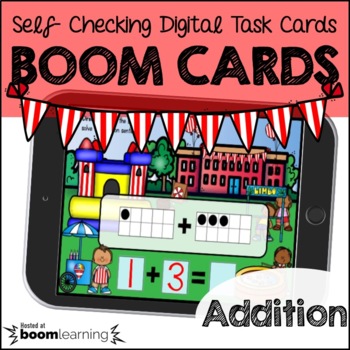 Preview of Carnival Addition with Tens Frames Boom Cards™, Digital Task Cards