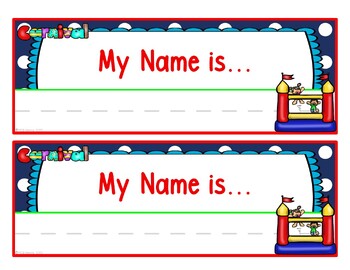 Carnival Editable Name Plates by MCA Designs | TPT