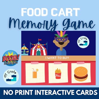 Preview of Boom Cards™ Carnival Food Cart Memory Game!