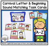 Carnival Letter and Beginning Sound Task Box Matching Activity