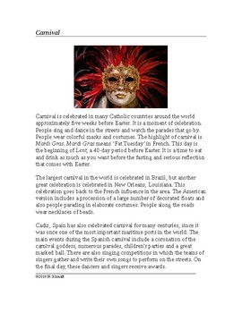Preview of Carnival Cultural Reading / Mardis Gras (English Version)
