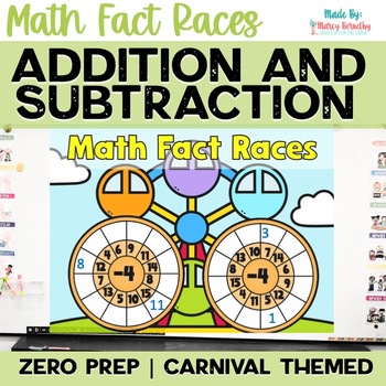 Preview of Carnival Math Fact Fluency Game with Addition and Subtraction 