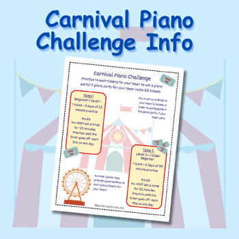 Preview of Carnival Piano Studio Challenge Incentive Information