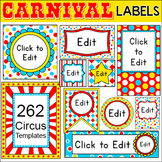 Carnival Circus Labels & Templates for Classroom Jobs, Bin