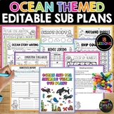 Ocean Themed Math and ELAR Editable Sub Plans | NO PREP Ac