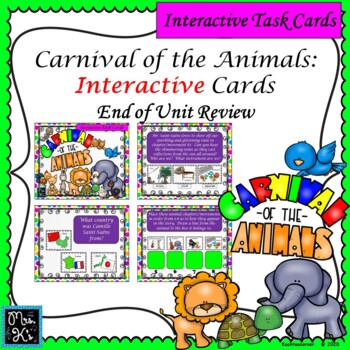 Preview of Carnival of Animals: End of Unit Rvw.-INTERACTIVE Cards/Distance Learning PPT Ed