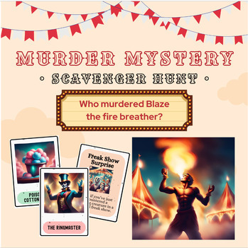 Preview of Carnival of Secrets Murder Mystery Scavenger Hunt Printable Game