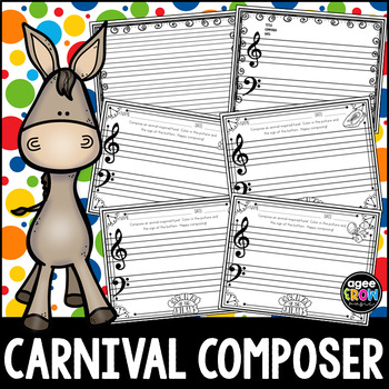 Preview of Carnival of the Animals Blank Sheet Music!  Compose & Color!