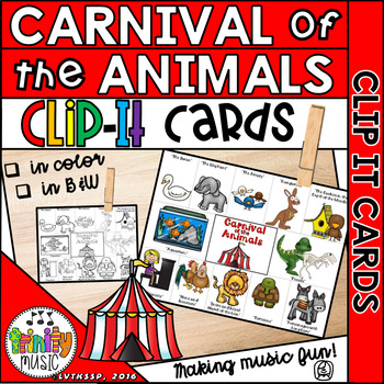 Preview of Carnival of the Animals Clip It Cards (FREEBIE)