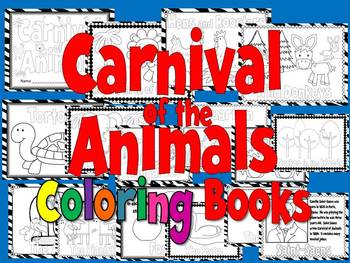 Preview of Carnival of the Animals Coloring Book or Coloring Sheets-3 sizes