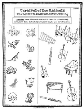 Carnival of the Animals Fun Activity Packet (Enhancement Worksheets) - PDF