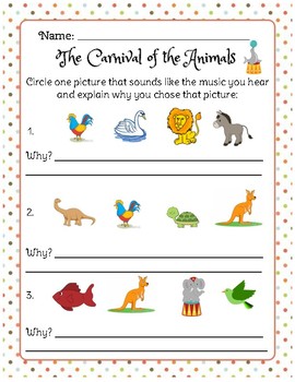 Updated For Distance Learning Carnival Of The Animals Listening Guides