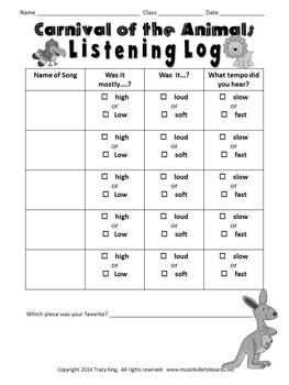 worksheets science grade animals 3 Listening Carnival of Listening the Logs Animals Journals