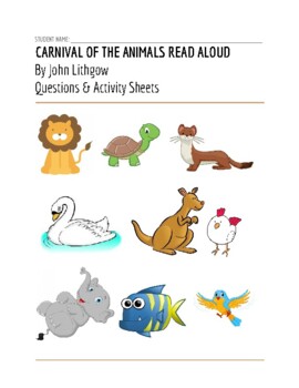 Preview of Carnival of the Animals Read Aloud Questions & Activity Worksheets