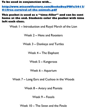 Preview of Carnival of the Animals Unit Lesson Plan Pack