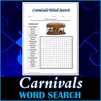 Carnival Word Search for Kids