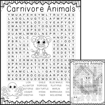 Preview of Carnivore Animals Word Search