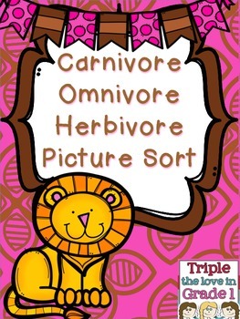 Preview of Carnivore, Omnivore, Herbivore Animal Picture Sort