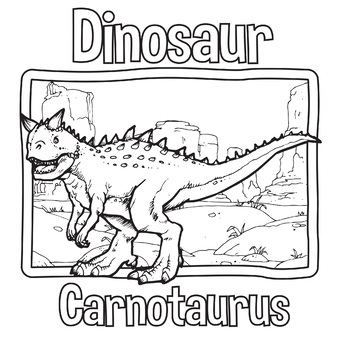 Carnotaurus Dinosaur Coloring Book / Page by SCWorkspace | TPT